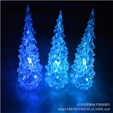 圣诞树水晶七彩小夜灯批发地摊LED小夜灯亚克力七彩地摊货源