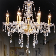 批发金色6头水晶灯J6餐厅吊灯客厅水晶灯现代水晶灯装饰灯具
