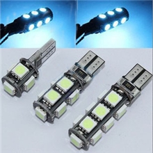 汽车仪表灯汽车示宽灯汽车牌照灯LED灯泡5050贴片灯t10解码冰蓝色