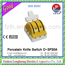 厂家加工定制双头瓷闸刀开关D-3P30A600V低压闸刀开关