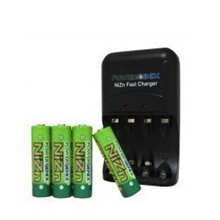 1.6V5号AA镍锌充电电池(4节+黑色智能充电器)美国PowerGenix