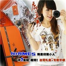 爱*马仕HE*RMES同款限量印第安小人T恤实拍
