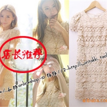 现货！辣椒ASUKA韩国高端奢华浮雕花纹水溶绣花蕾丝连衣裙女