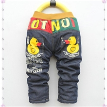 2013冬款卡通小童牛仔夹棉裤小童牛仔长裤批发