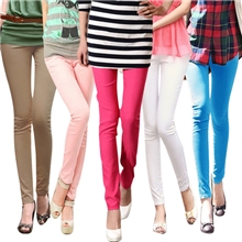 B048韩版九分裤女彩色糖果色纯色高腰高弹修身打底裤铅笔裤