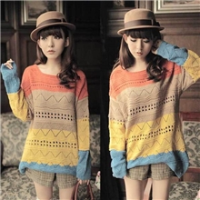 中长款镂空圆领针织衫毛衣罩衫打底衫长袖秋装批发