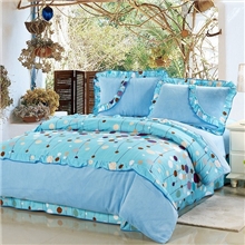 保暖加厚珊瑚绒四件套家纺床上用品被套韩版带花边厂家直供