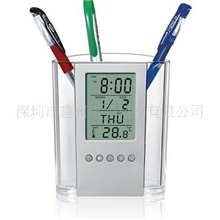 供应透明万年历笔筒多功能电子笔筒