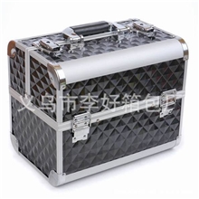 钻石纹塑料粉盒双开密码锁专业化妆箱可按客户要求定做现货批发