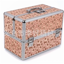 李好箱包厂供应金粉皮料双开密码锁化妆箱美甲箱化妆工具箱现货