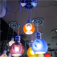 彩色圆罩节能吊灯
