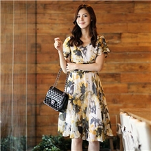 2013哥弟新款夏季韩版修身高贵气质宫廷高档女装碎花真丝连衣裙
