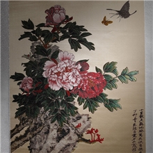 高端织锦画丝绸画丝绸国画文化礼品真丝织锦牡丹