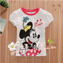 【广东产地】迪士尼夏季女童米妮印花全棉短袖童装T恤批发6162