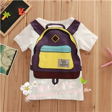 2013韩版童装短袖T恤经典背包印花款全棉童装针织衫厂家直批6135