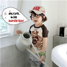 韩版童装短袖T恤俏皮爱心熊印花韩版外贸童装批发厂家直批6142