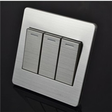 厂家直销不锈钢拉丝超薄墙壁开关三位双控开关