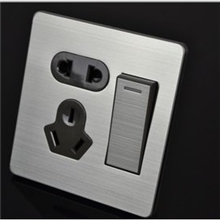 厂家直销不锈钢拉丝超薄墙壁开关插座一开五孔开关插座