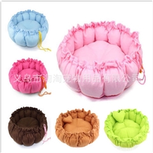 厂家直销抽绳单色圆形狗窝收缩型宠物窝圆底狗窝批发南瓜窝小