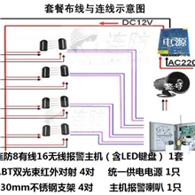 围墙周界防盗报警系统套装红外对射报警主机红外防盗报警器