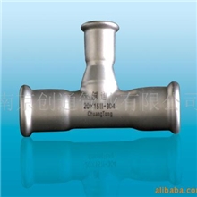 创通牌不锈钢卡压式管件异径三通接头(图)