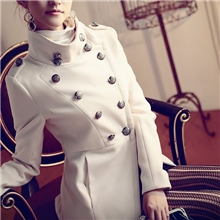 2013冬款韩版时尚复古双排扣修身进口绒呢外套加厚大衣风衣女装