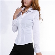 供应女士斜纹短袖衬衫纯棉束腰修身衬衣白色职业套装