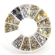 美甲用品工具指甲饰品金属窝钉铆钉随机12款盘装