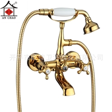 浴缸龙头入墙式浴缸淋浴花洒镀金欧式冷热龙头批发广东安巢卫浴