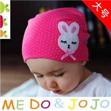 儿童帽子春秋帽蝴蝶结小兔贴标套头帽子宝宝帽子童帽1005大号