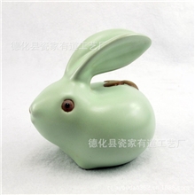 厂家直销汝窑茶玩汝瓷兔子茶宠开片茶宠厂家汝窑茶宠批发
