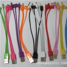 苹果5三合一数据线3合130厘米USBiphone5一拖三数据线1米彩色