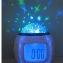 1038音乐星空万年历投影灯闹钟音乐星空投影钟
