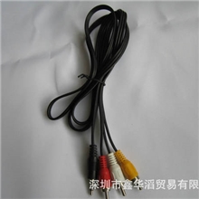 库存批发3.5CM转一分三莲花头视频线音频线AV线数据线1.2米