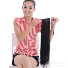 高温丝直马尾辫子假马尾直发马尾假发实拍义乌假发厂