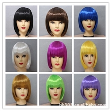 学生发彩色BOBO头假发表演假发橱窗模特假发圣诞万圣节假发