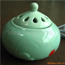 批发恒温熏精油绿色浮雕香熏炉
