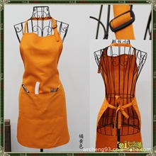 定做调式调节袢橘黄色围裙时尚工作围裙/广告围裙/定做围裙定做