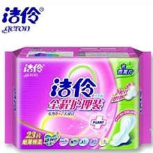 洁伶加长版全程护理棉质卫生巾护垫23片装24包/箱