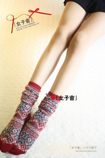 女子会日本原单花开富贵系列多色彩色中筒袜子/堆堆袜