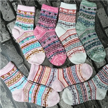 批发2012年秋冬新款日本原单尾单全棉外贸粗线女袜民族袜
