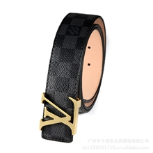 【厂家直销】潮流经典格子纹真皮皮带腰带平滑扣时尚腰带L69