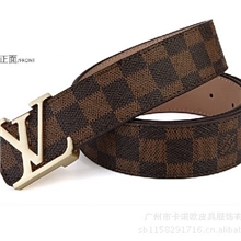 热款男士皮带经典格子纹暴款字母扣皮带真皮腰带多色选L69