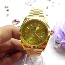厂家批发黄金色石英手表钢带能量表新款不锈钢表手表石英表