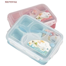 悠悦五加一密封微波饭盒/便当盒多用便携饭盒送勺汤杯双色可选