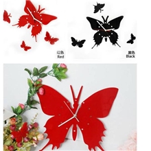 创意挂钟时尚个性简约DIY蝴蝶挂钟黑红两款混批#YPHH-Y86-96-95