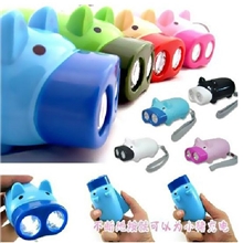 可爱猪环保彩色双灯手捏电筒/手摇式自发电LED手电筒#YPHB-Y21150