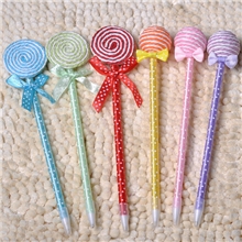 专业生产创意文具可爱球型扁形棒棒糖笔礼品笔圆珠笔超甜美