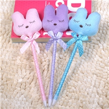 专业生产卡通动物表情笔毛绒兔子圆珠笔眯兔圆珠笔厂家直销