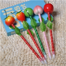 专业生产可爱水果笔毛绒圆珠笔毛毛球毛球圆珠笔礼品笔广告笔